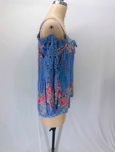 Boho Cold Shoulder Floral Blouse