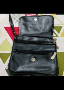 Cute Black Crossbody Bag with Red Flower Combo