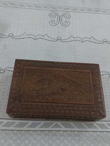 Vintage Hand Carved Sheesham Wood Storage Box