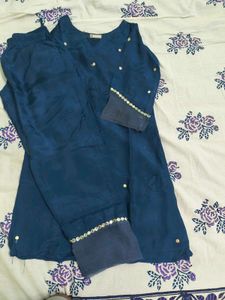 Elegant Navy Blue Embroidered Coord set