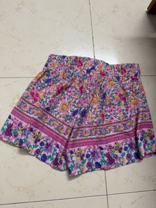 Floral Print Shorts with Tie Belt
