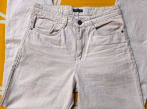 Light Beige Straight Leg Jeans