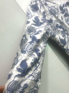 soft cotton Blue Floral Print Long Kurta with pant