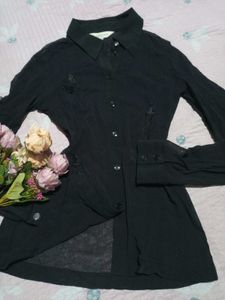Elegant Black Button-Down Tunic