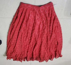 Beautiful Red Textured Ethnic Skirt