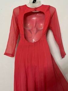 Pintresty Vibrant Coral long gown