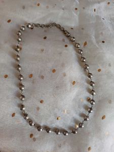 Brass handmade Silver Tone Beaded Necklace