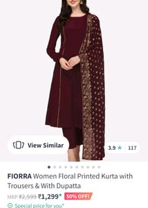 Beautiful Maroon Kurta Set With Printed Dupatta