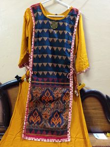 Boho Chic Kurti With Ikat Inspired Apron Overlay