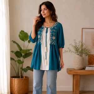 Boho Teal Kurta Tunic