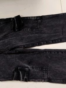 Charcoal Black Cargo Jeans