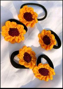 Crochet Sunflower Hair Ties (Set of 2)