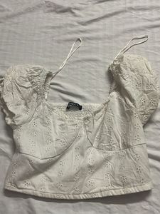 White Broderie Anglaise Crop Top