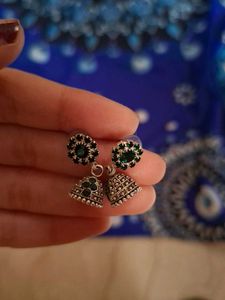 Blue kaftan dress with jhumka set
