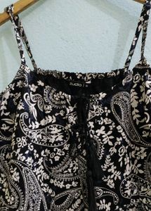 Boho Black &amp; White Print Dress
