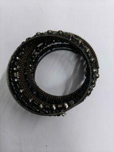 Chunky Black Beaded Wrap Bracelet