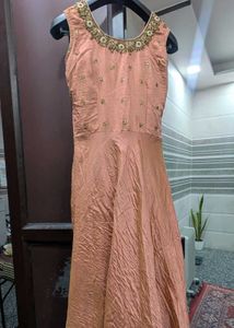 Elegant Peach &amp; Gold Ethnic Gown