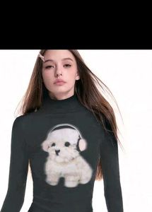Cute Dog Graphic Turtleneck Top