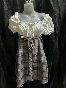 Off-Shoulder Plaid Dress