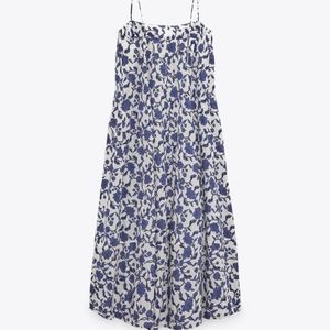 Zara Limited Edition Floral Minimalist MIDI Dress