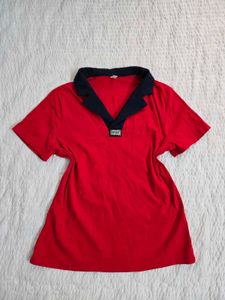 Red & Navy Collared T-Shirt bust 36