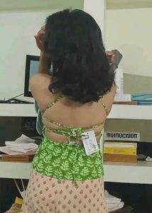 Bright Green Block Print Top