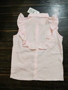 SHEIN Pink Ruffle Sleeveless Shirt