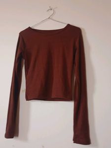 Brown Long Sleeve Crop Top unused
