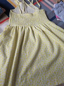 Yellow Smocked Detail Mini Dress