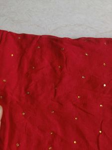 Elegant Red Dupatta with Embellishments