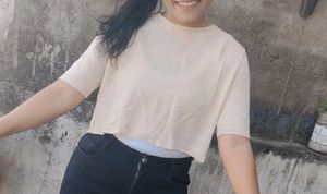 Women's Cream Cropped T-Shirt