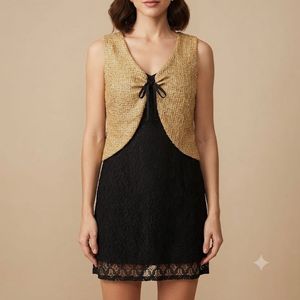Festive top Black & Gold Embroidered