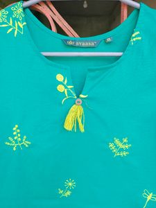 New Dark Sea Green Embroidered Kurta