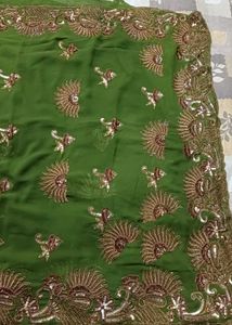 Mehndi Green Embroidered Saree with Blouse