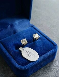 Sparkling Stud Earrings in Blue Box