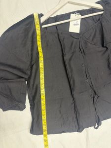 Black Square Neck Puff Sleeve Top