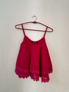 Women's Pink Spaghetti Strap Crop Top