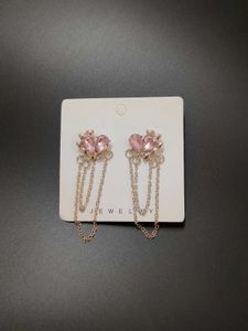 Cute Pink Drop Chain Earrings