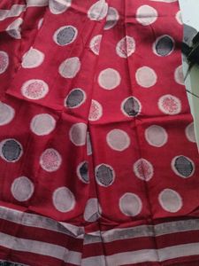 Red Polka Pure silk saree