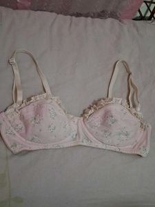 Floral Print Bra with Ruffle Trim