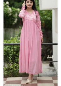 Elegant Pink Anarkali Gown