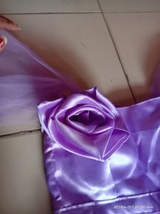 New Design Levender Colour Gown Dress With Full Fl