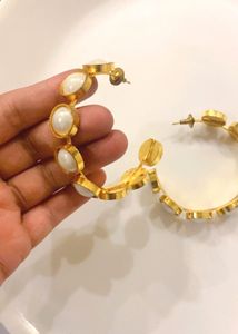 Elegant Hoop Earrings with Stone Accents
