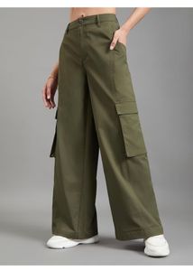 Olive Green Cargo Wide Leg Pants