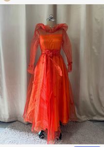 Stunning Orange Tulle Maxi Dress