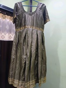 Elegant Grey gown with Gold Trim