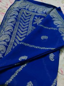 Royal Blue Embroidered Saree
