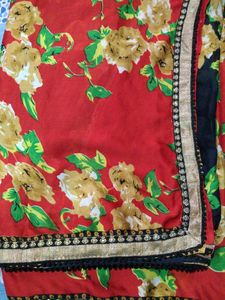 Vibrant Floral Print Saree