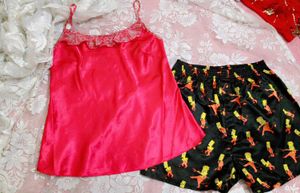 Very Fancy And Beautiful Satin Shorts With Cami