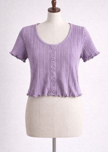 PRICE DROP Lilac Ribbed Button-Up Crop Top
